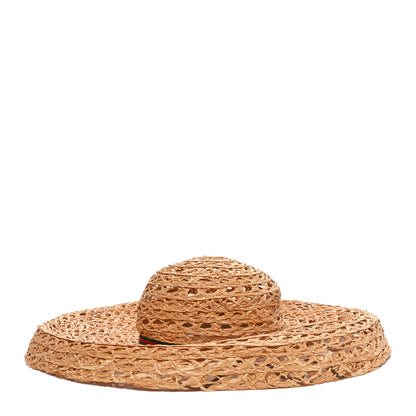 Gucci Straw Grosgrain Wide Brim Hat M Gold 1 of 9