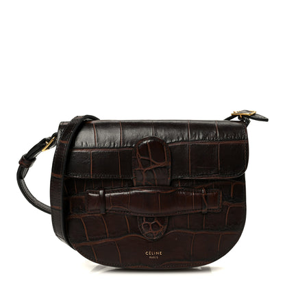 Celine Crocodile Embossed Calfskin Mini Symmetrical Bag Brown 1 of 10