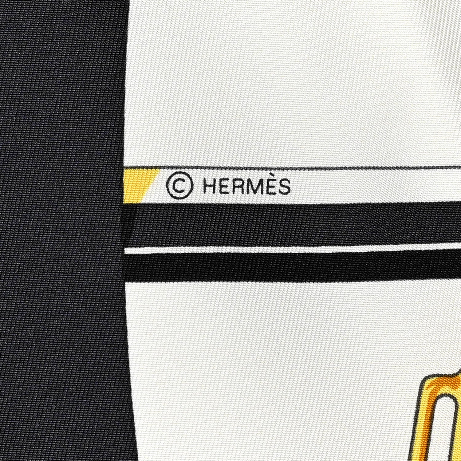 Hermes Silk En Roue Libre Scarf 90 White Black Gold 4 of 5