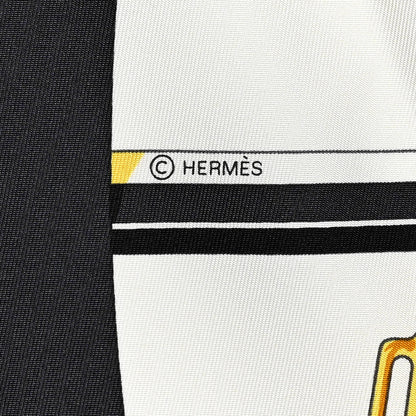 Hermes Silk En Roue Libre Scarf 90 White Black Gold 4 of 5