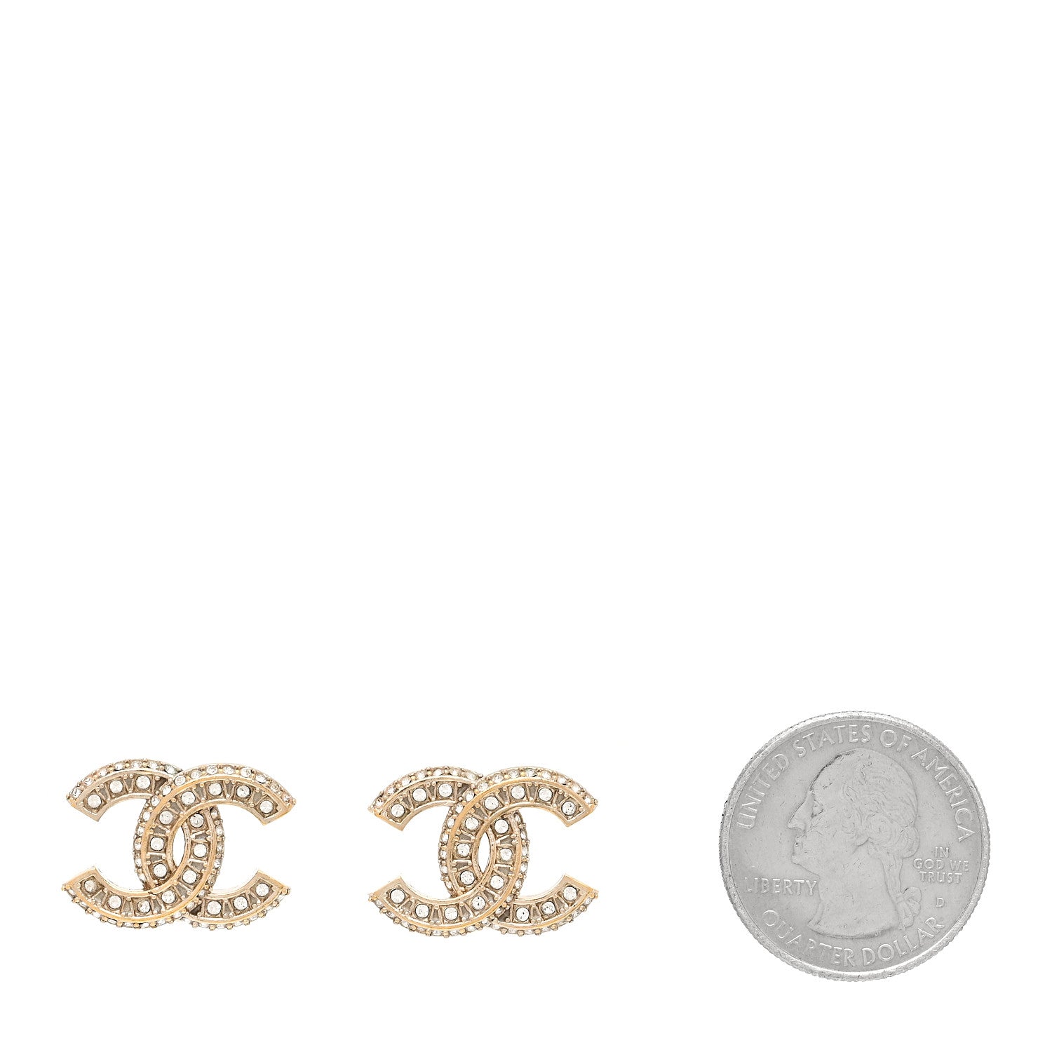 Chanel Crystal Timeless CC Earrings Light Gold 2 of 5