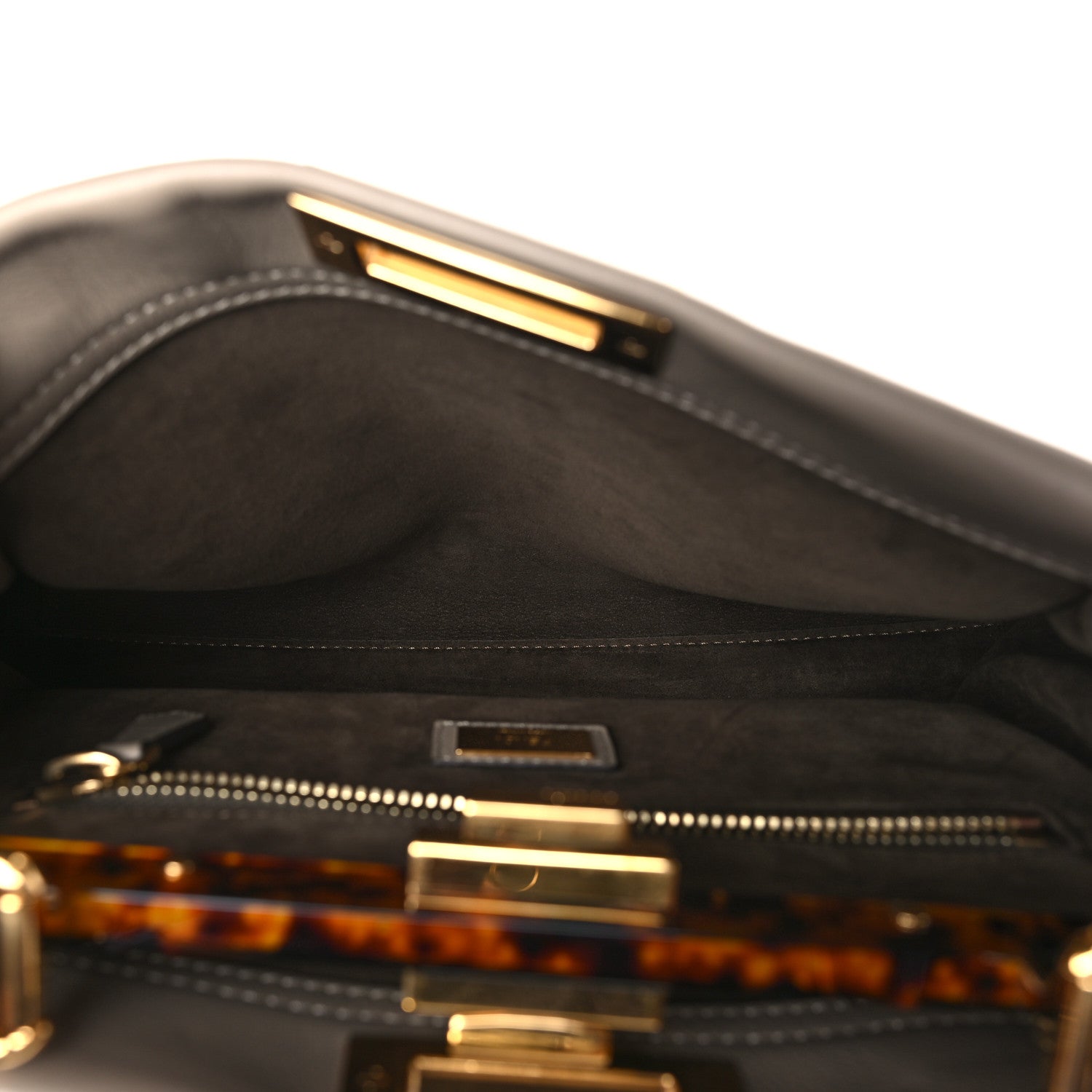 Fendi Vitello Seta Plexiglass Tortoise Medium Peekaboo Iconic Satchel Tortora 5 of 10