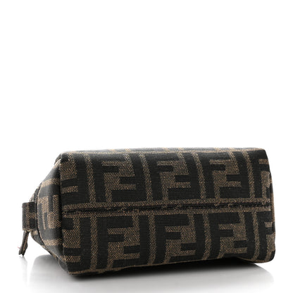 Fendi Fabric Jacquard FF 1974 Small Trapezoid Beauty Pouch Tobacco Moro Black 4 of 9