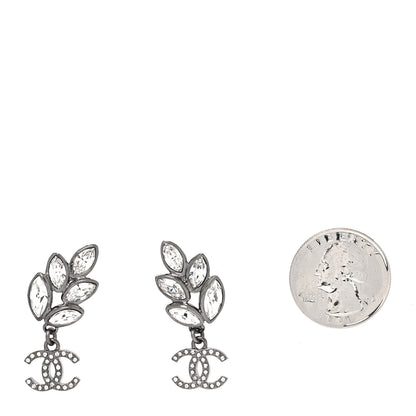 Chanel Crystal Sparkling Wheat CC Drop Earrings Silver 2 of 4