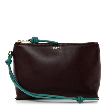 Loewe Shiny Nappa Calfskin Knot T Pouch Burgundy Emerald 1 of 8