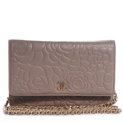 Chanel Lambskin Camellia Wallet on Chain Beige 1 of 7