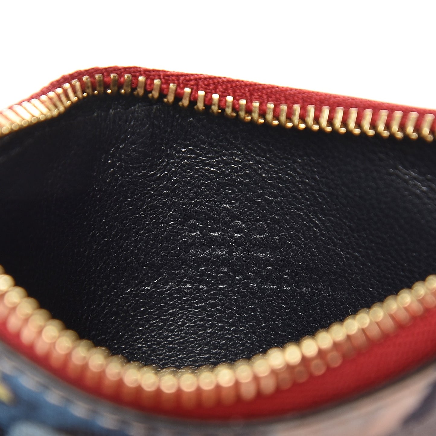 GG Supreme Monogram Blooms Coin Case Card Holder Beige Blue Navy Hibiscus Red