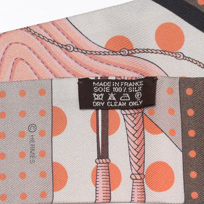 Hermes Silk Clic Clac a Pois Twilly Rose Nacre Marron Corail 4 of 4