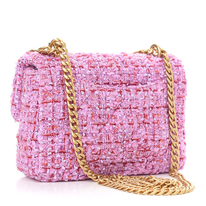 Chanel Tweed Enamel Quilted Mini Pending CC Square Flap Light Purple Pink Red 2 of 8