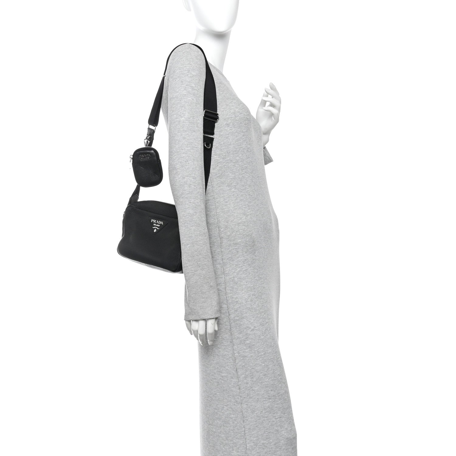 Prada Vitello Daino Soft Crossbody Black 2 of 9