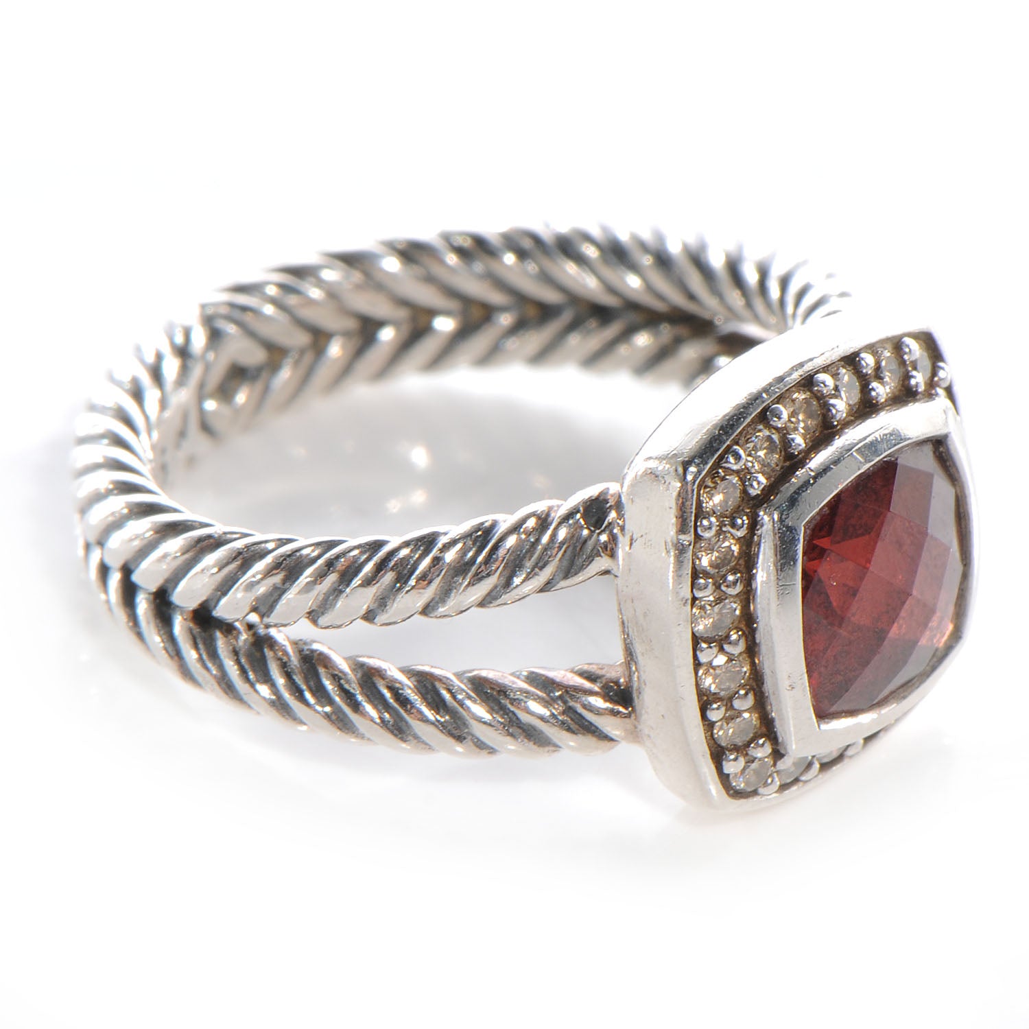 David Yurman Petite Albion Diamond Pyrope Garnet Ring 6 4 of 5