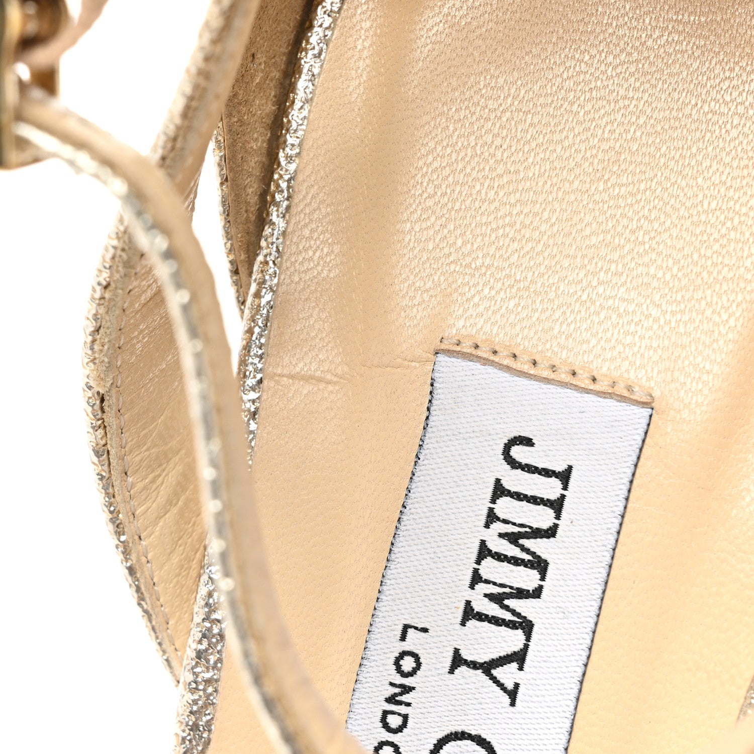 Jimmy Choo Textured Patent Kayden Ankle Strap Sandal 39 Gold 9 of 10