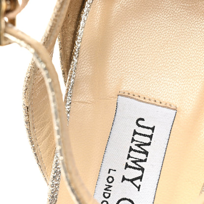 Jimmy Choo Textured Patent Kayden Ankle Strap Sandal 39 Gold 9 of 10