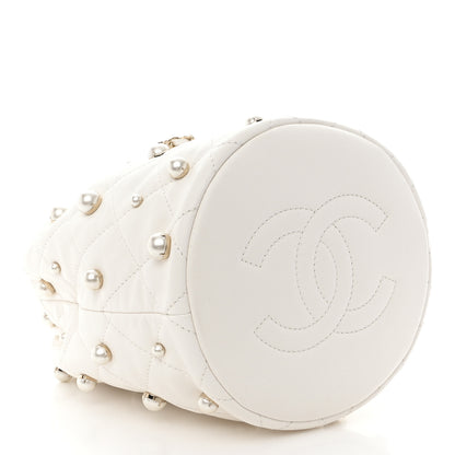 Chanel Lambskin Quilted Pearl About Pearls Drawstring Bag White 5 of 13