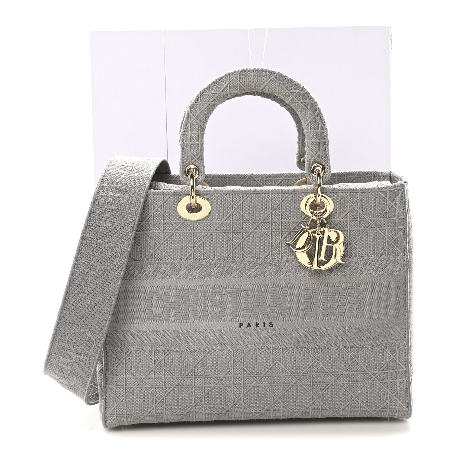 Christian Dior Canvas Embroidered Cannage Lady D-Lite Gray 8 of 11