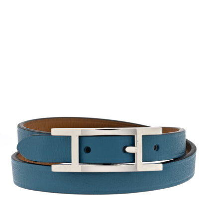 Hermes Swift Behapi Double Tour Bracelet T2 Blue Jean Biscuit 1 of 5