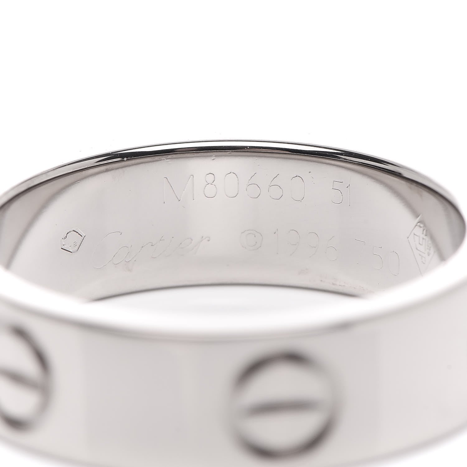 Cartier 18K White Gold 5.5mm LOVE Ring 51 5.75 4 of 5