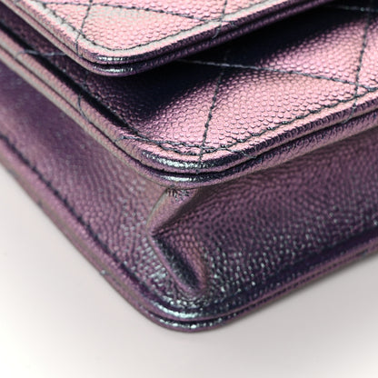 Chanel Iridescent Caviar Quilted Wallet On Chain WOC Dark Blue 8 of 9
