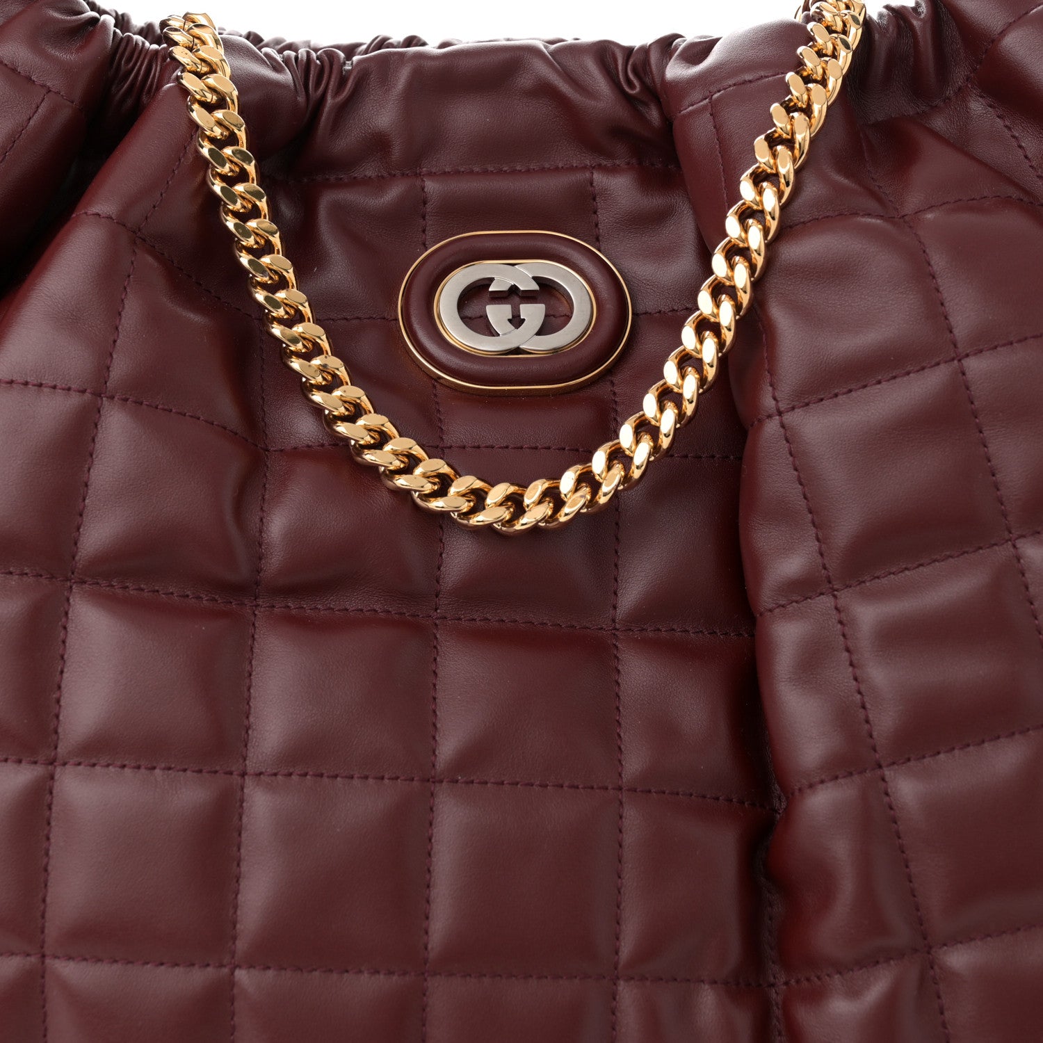 Gucci Calfskin Quilted Large Deco Tote Bag Rosso Ancora Red 8 of 10