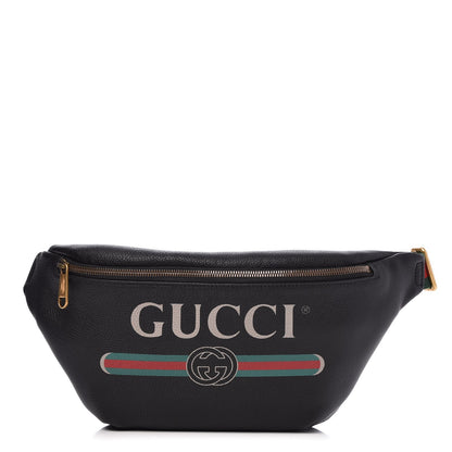 Gucci Grained Calfskin Logo Belt Bag Black 1 of 7