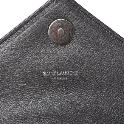 Saint Laurent Sheepskin Matelasse Chevron Monogram Medium College Bag Light Coal 6 of 13