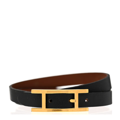 Hermes Chamonix Behapi Double Tour Bracelet S Black Fauve 1 of 9