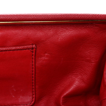 Prada Saffiano Lux East West Frame Clutch Fuoco 16 of 17