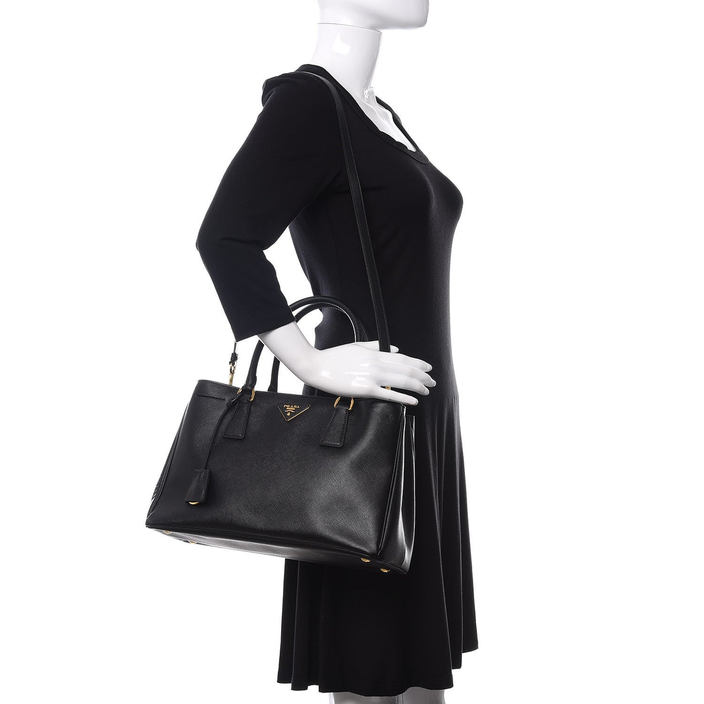 Saffiano Lux Medium Tote Black