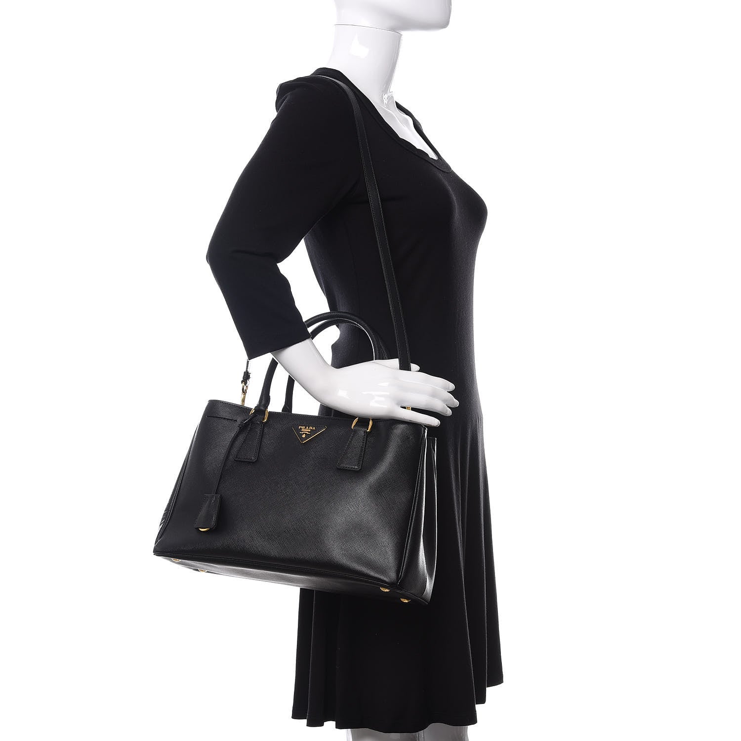 Prada Saffiano Lux Medium Tote Black 2 of 8