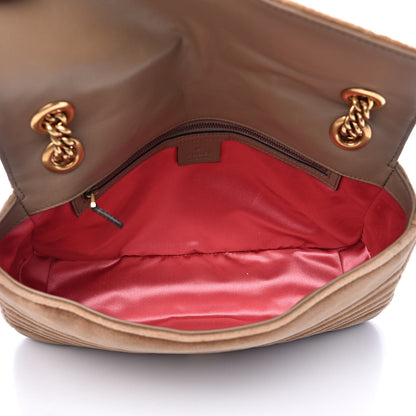 Gucci Velvet Matelasse Medium GG Marmont Shoulder Bag Taupe 5 of 17