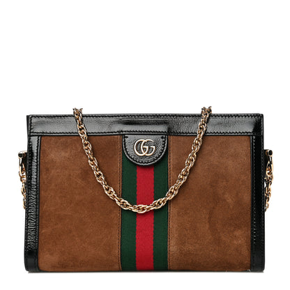 Gucci Suede Patent Web Small Ophidia Chain Shoulder Bag Nocciola Black 2 of 10
