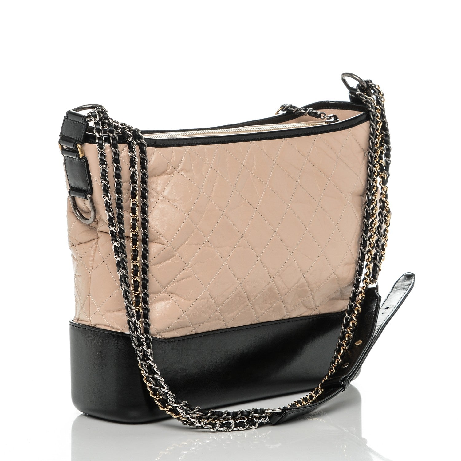 Chanel Aged Calfskin Quilted Large Gabrielle Hobo Beige Black 3 of 7