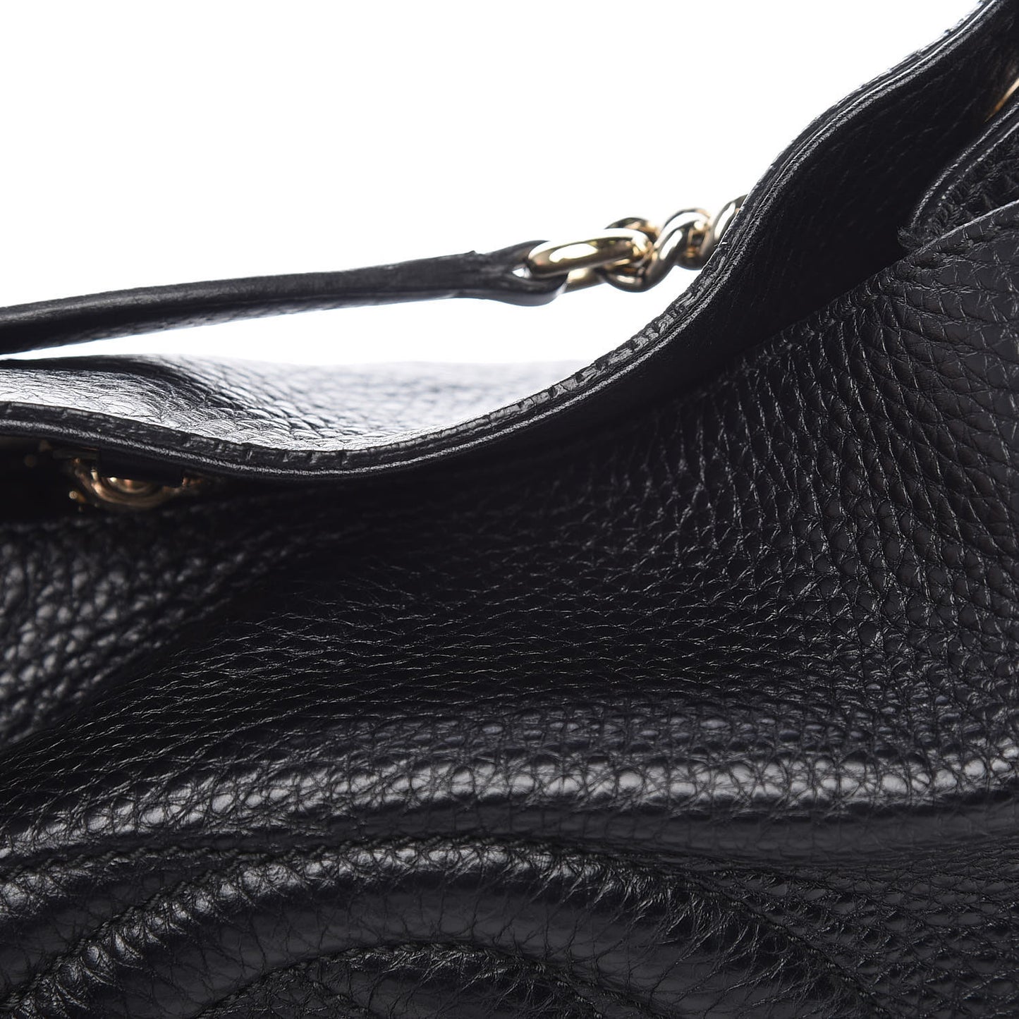 Pebbled Calfskin Medium Soho Chain Shoulder Bag Black