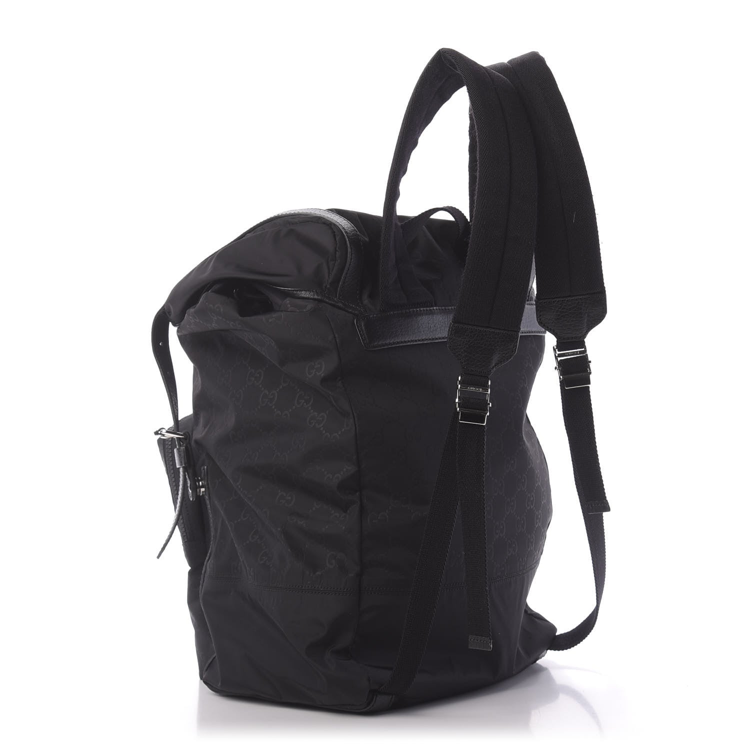 Gucci Nylon Monogram Medium Light Double Buckle Backpack Black 2 of 9