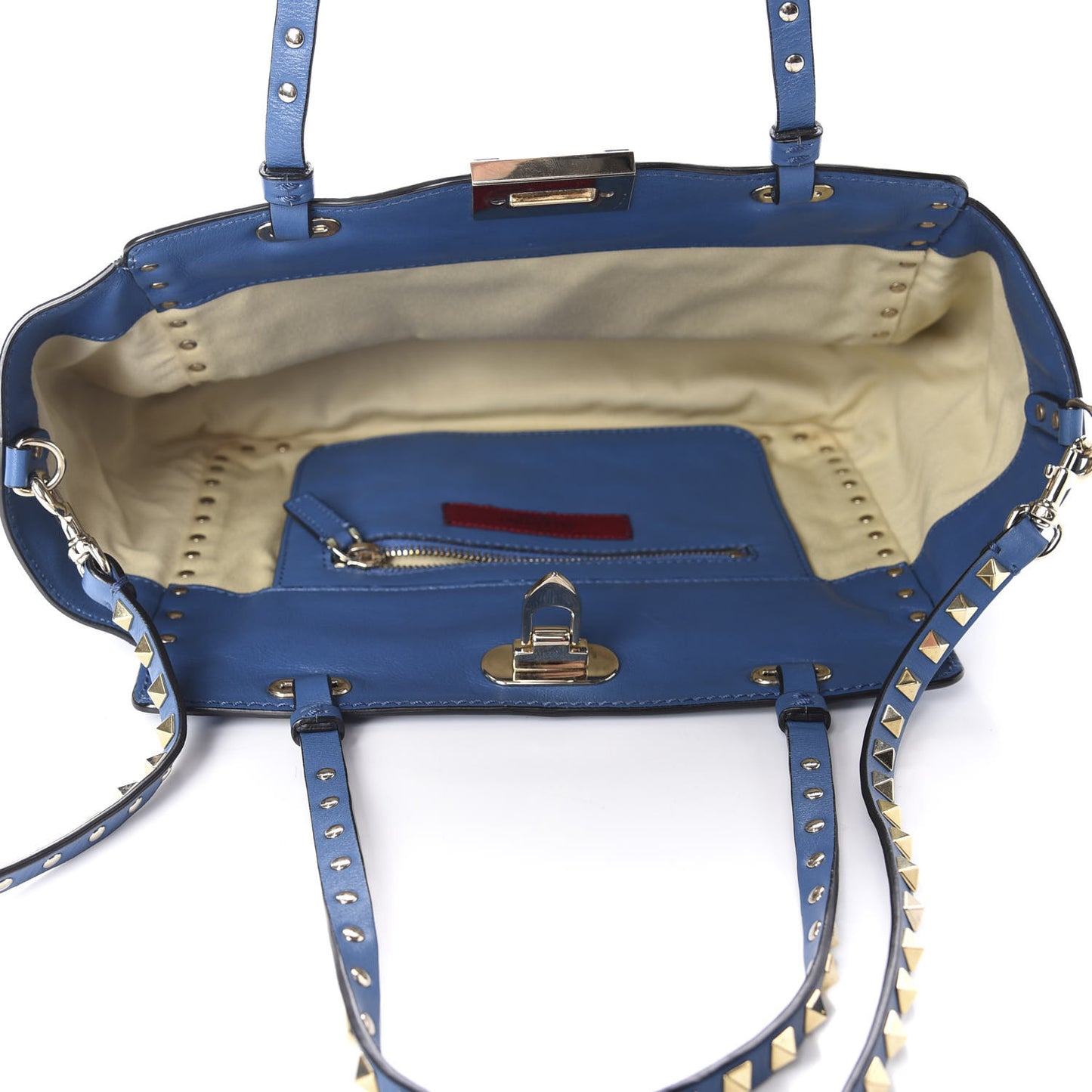 Vitello Small Rockstud Tote Blue Delft
