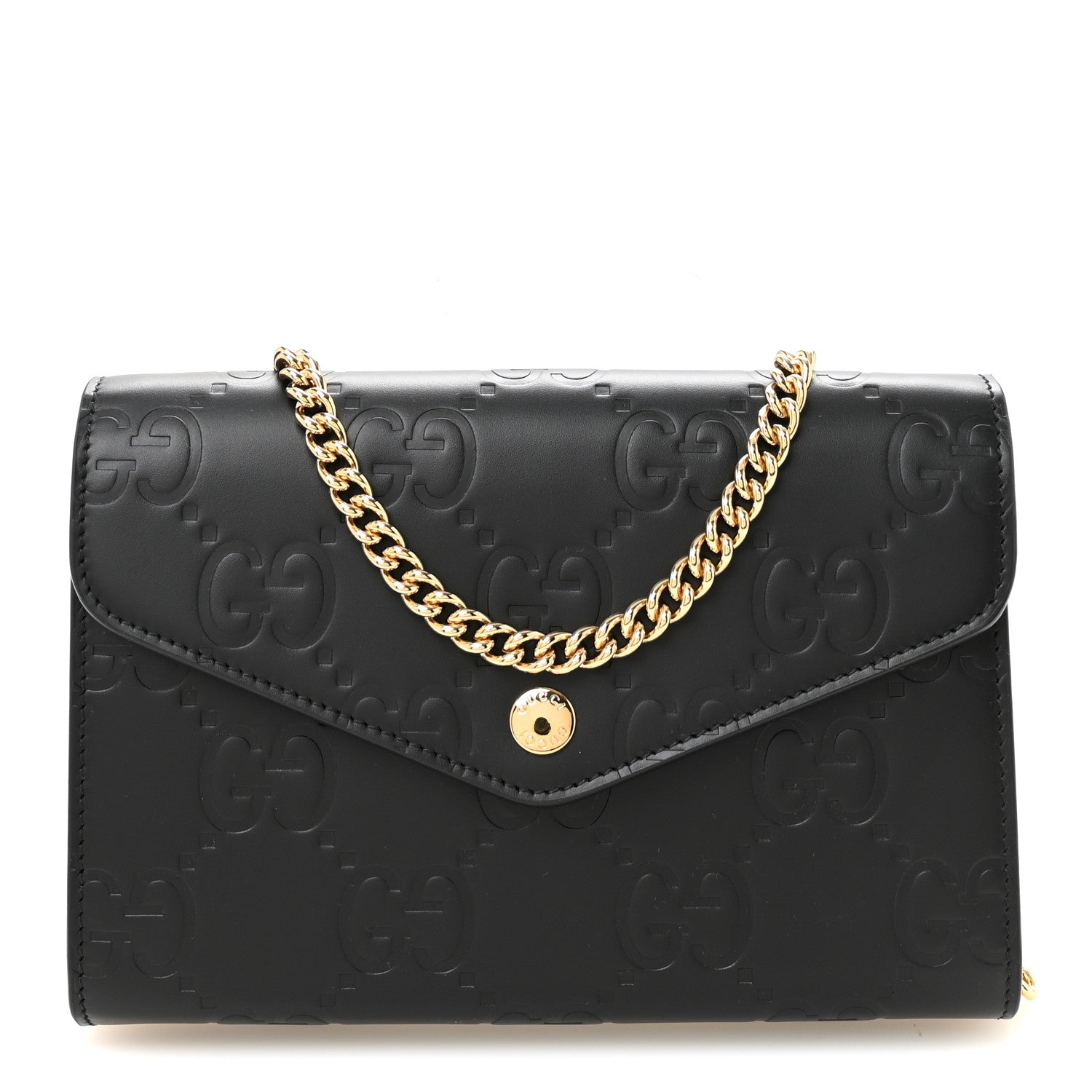 Gucci Calfskin GG Debossed Chain Wallet Black 1 of 10