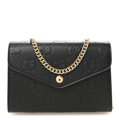 Gucci Calfskin GG Debossed Chain Wallet Black 1 of 10
