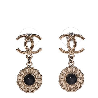 Chanel Bead Camelia CC Drop Earrings Gold Black 1 of 4