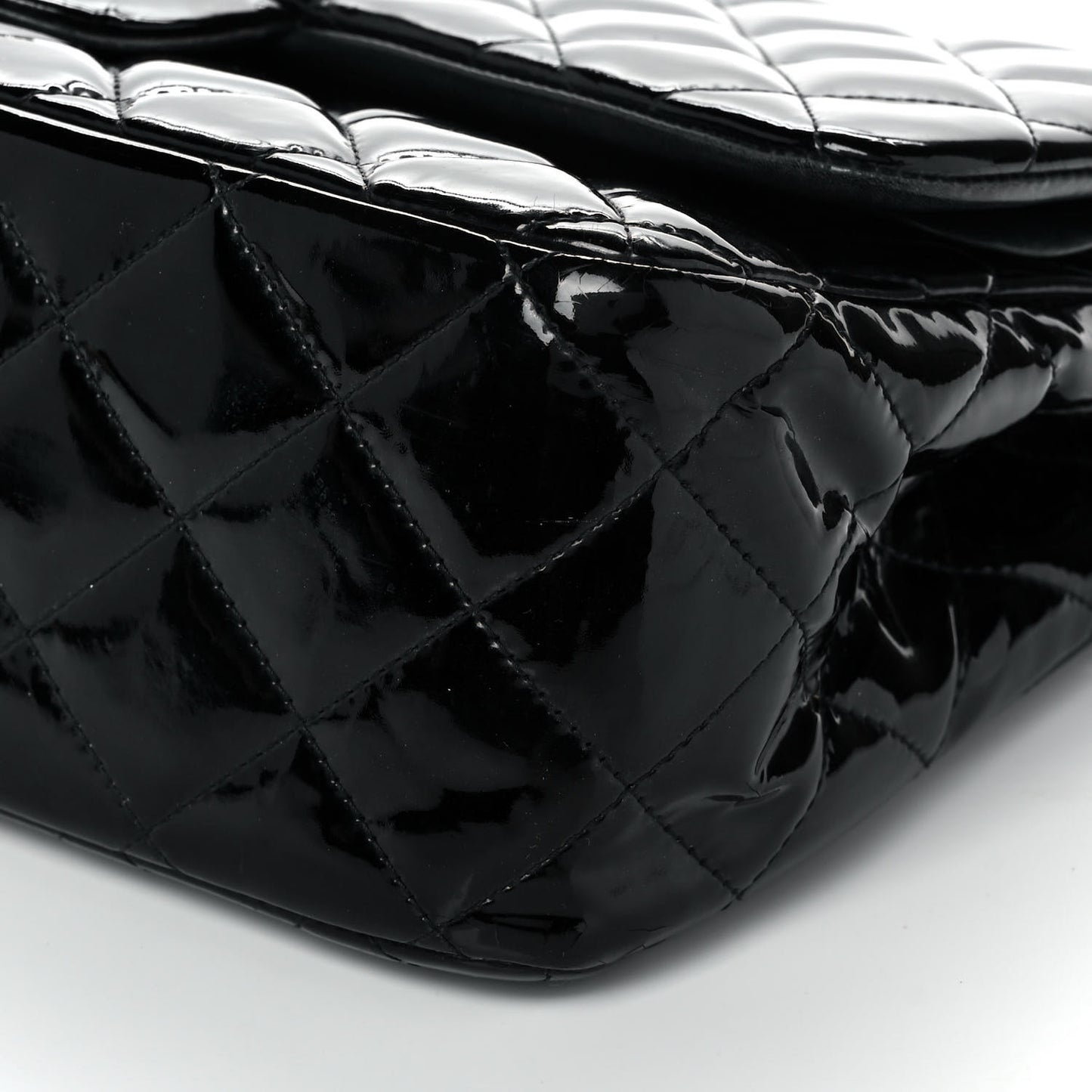 Patent Quilted Jumbo Double Flap Black