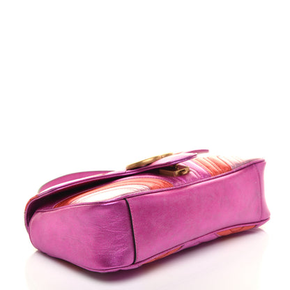 Gucci Metallic Calfskin Matelasse Small GG Marmont Shoulder Bag Fuchsia 4 of 11
