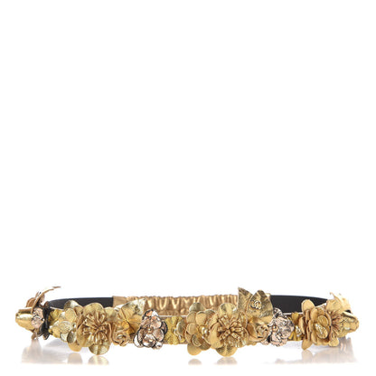 Chanel Metallic Calfskin Floral Headband Gold 1 of 6