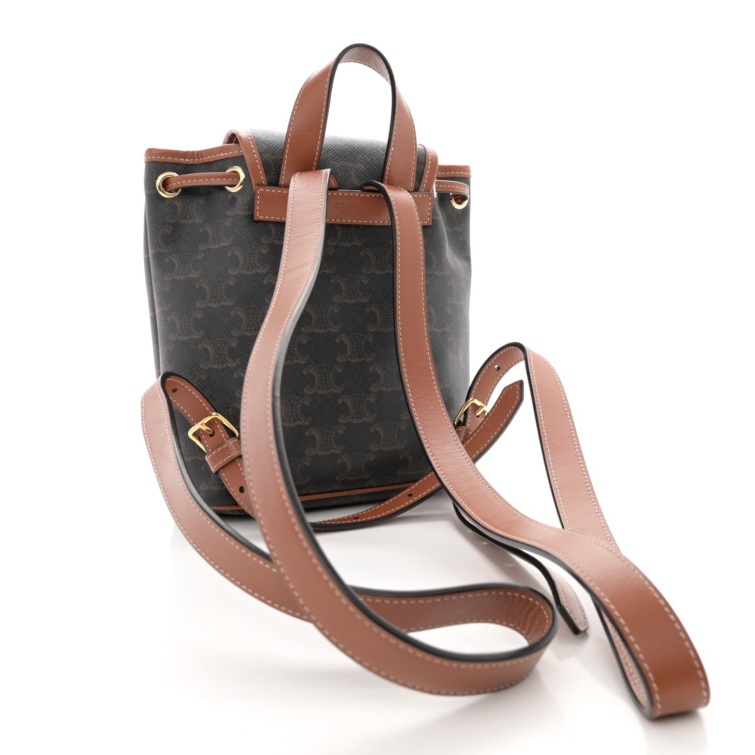 Celine Triomphe Canvas Calfskin Mini Folco Backpack Tan 3 of 12