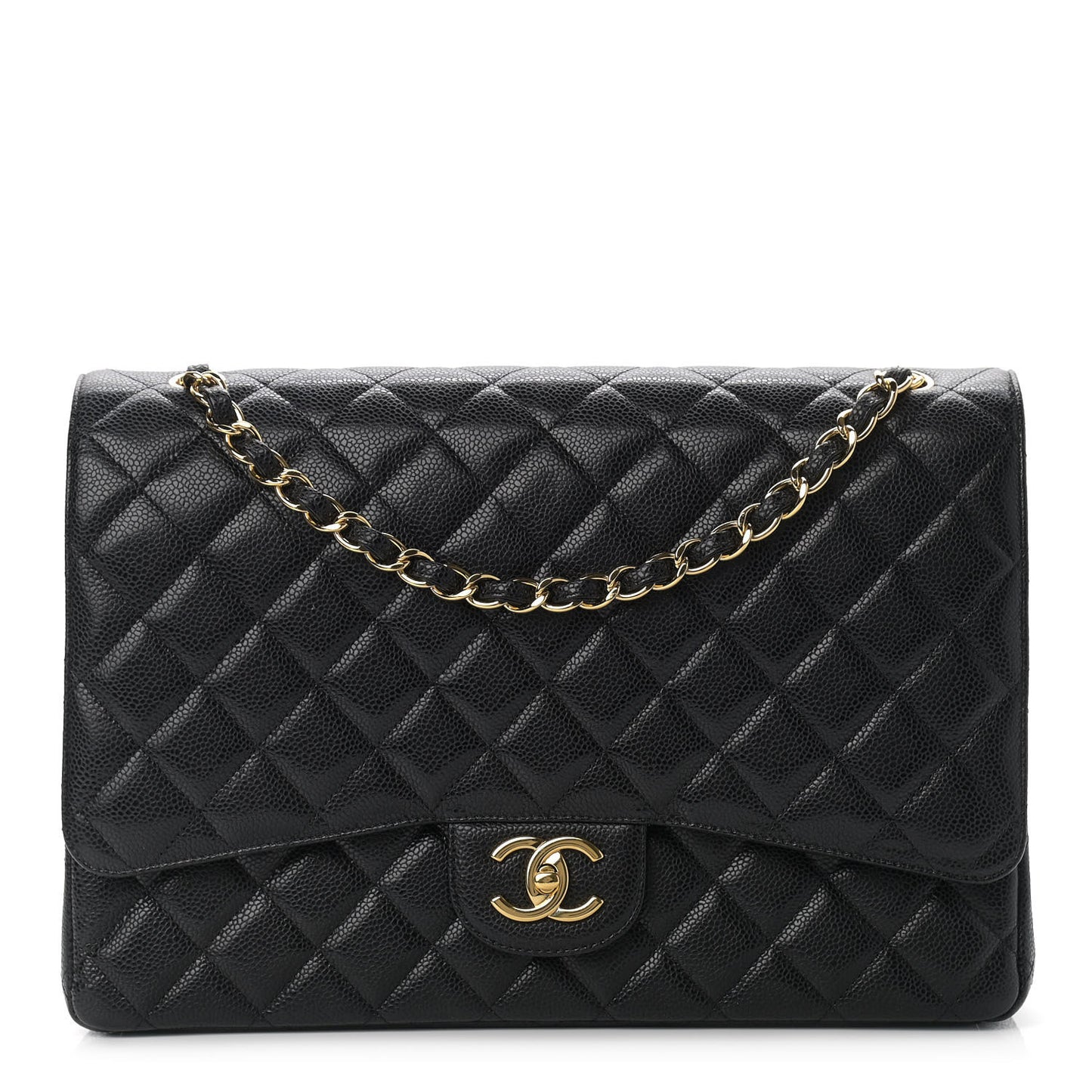 Caviar Quilted Maxi Double Flap Black