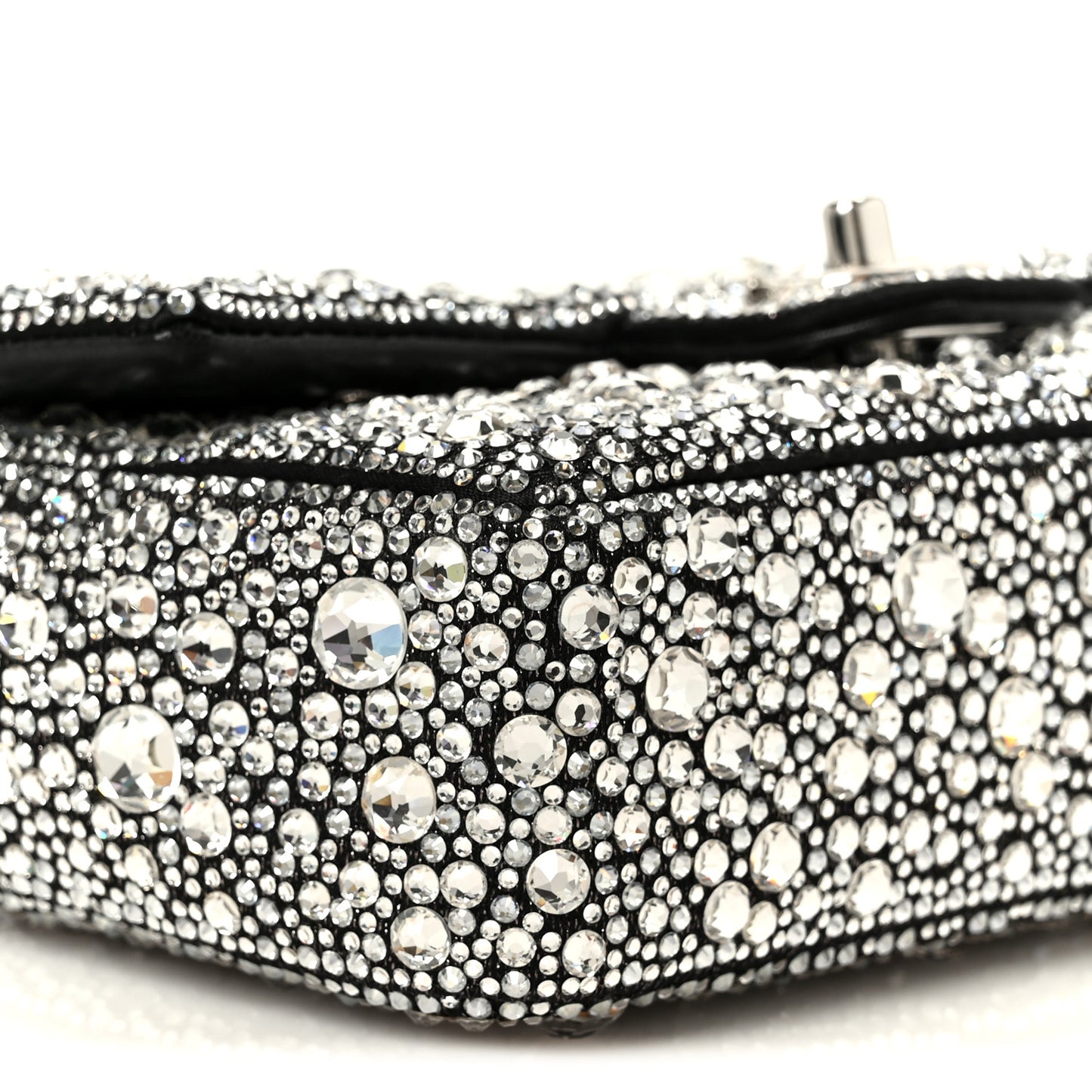 Satin Strass Mini Flap Silvery Black