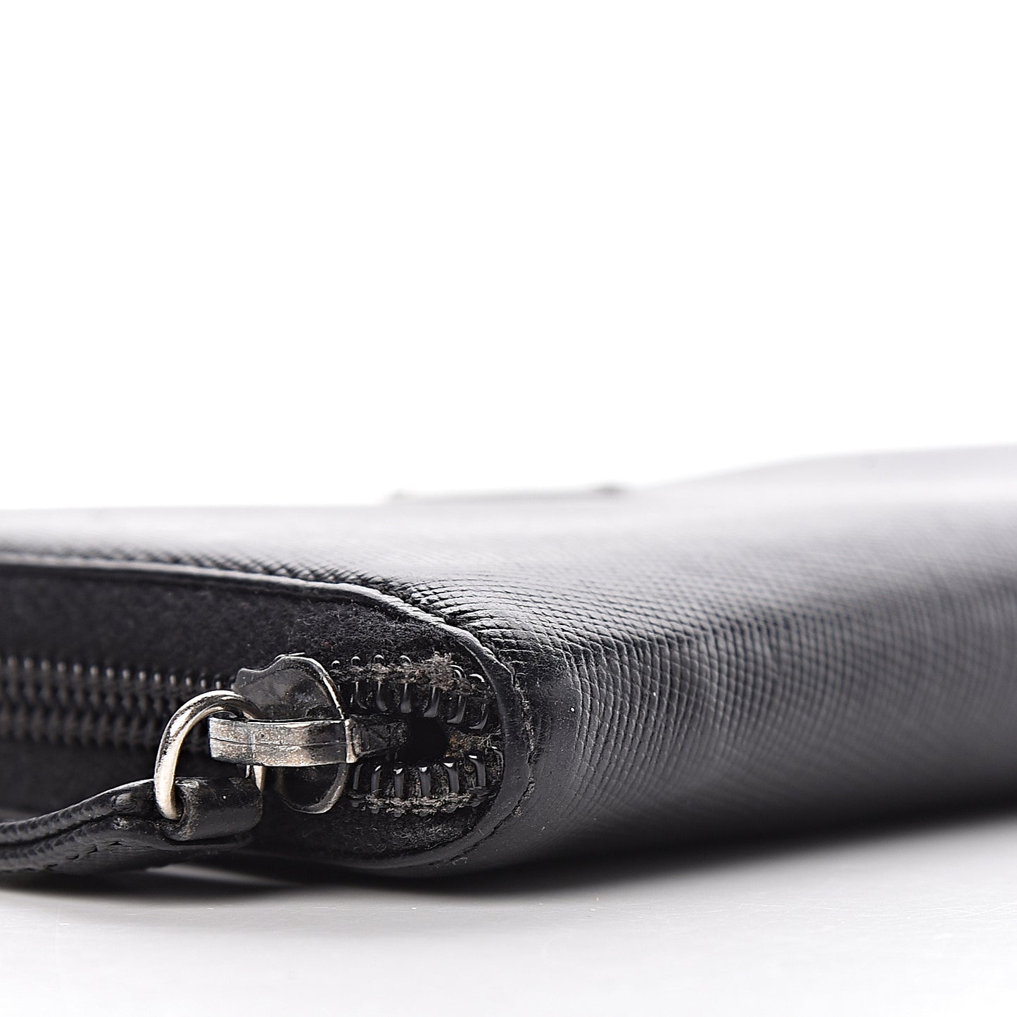 Saffiano Metal Zip Around Wallet Black