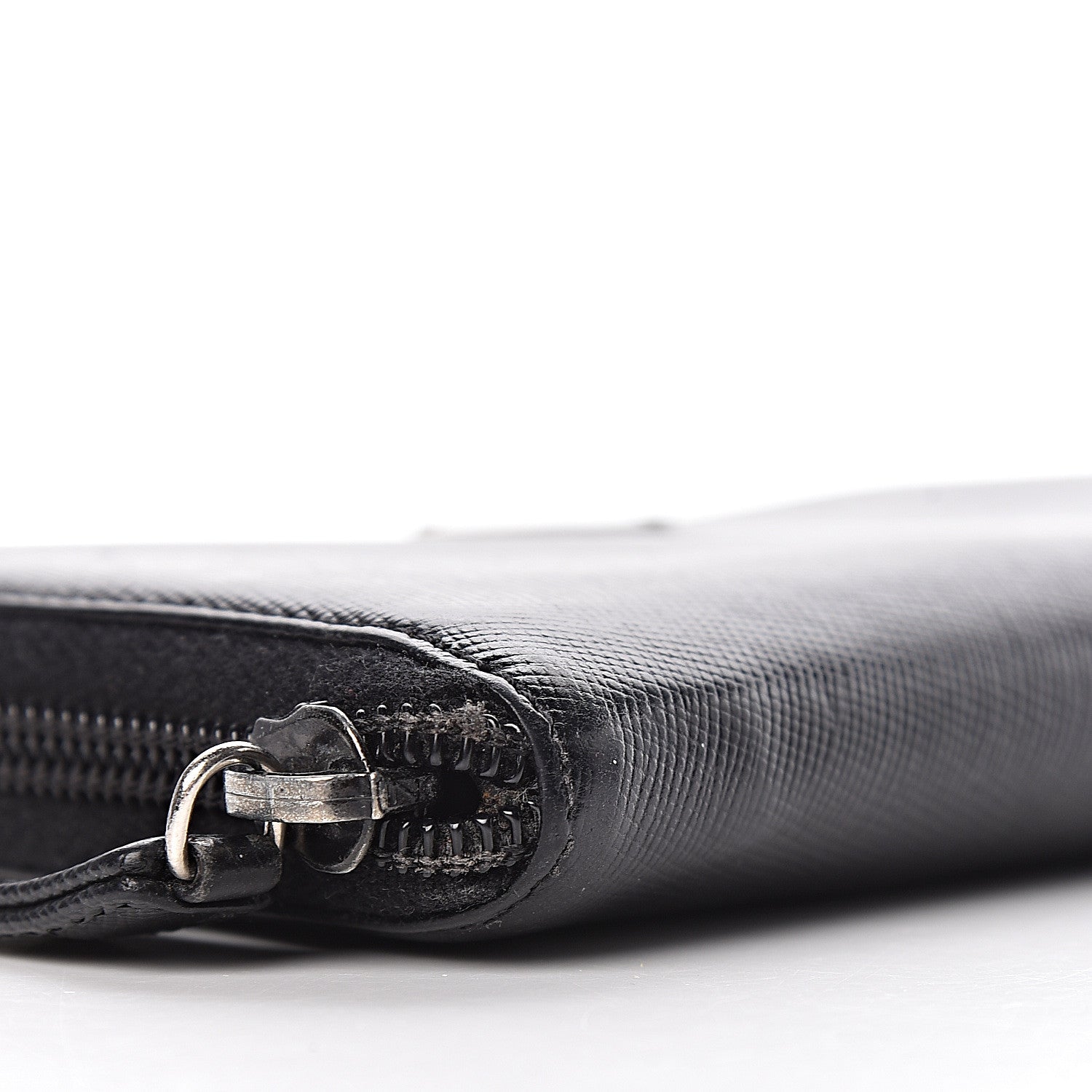 Prada Saffiano Metal Zip Around Wallet Black 8 of 15