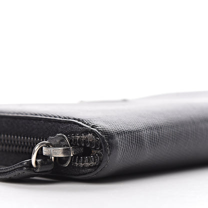 Prada Saffiano Metal Zip Around Wallet Black 8 of 15