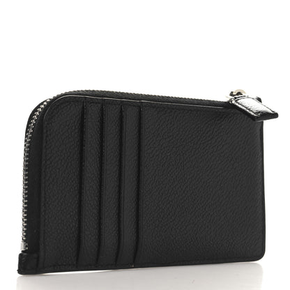 Prada Vitello Micrograin Triangle Zip Card Holder Black 3 of 7