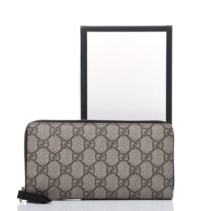 Gucci GG Supreme Monogram Moon Calfskin Zip Around Wallet Beige Ebony Black 18 of 18