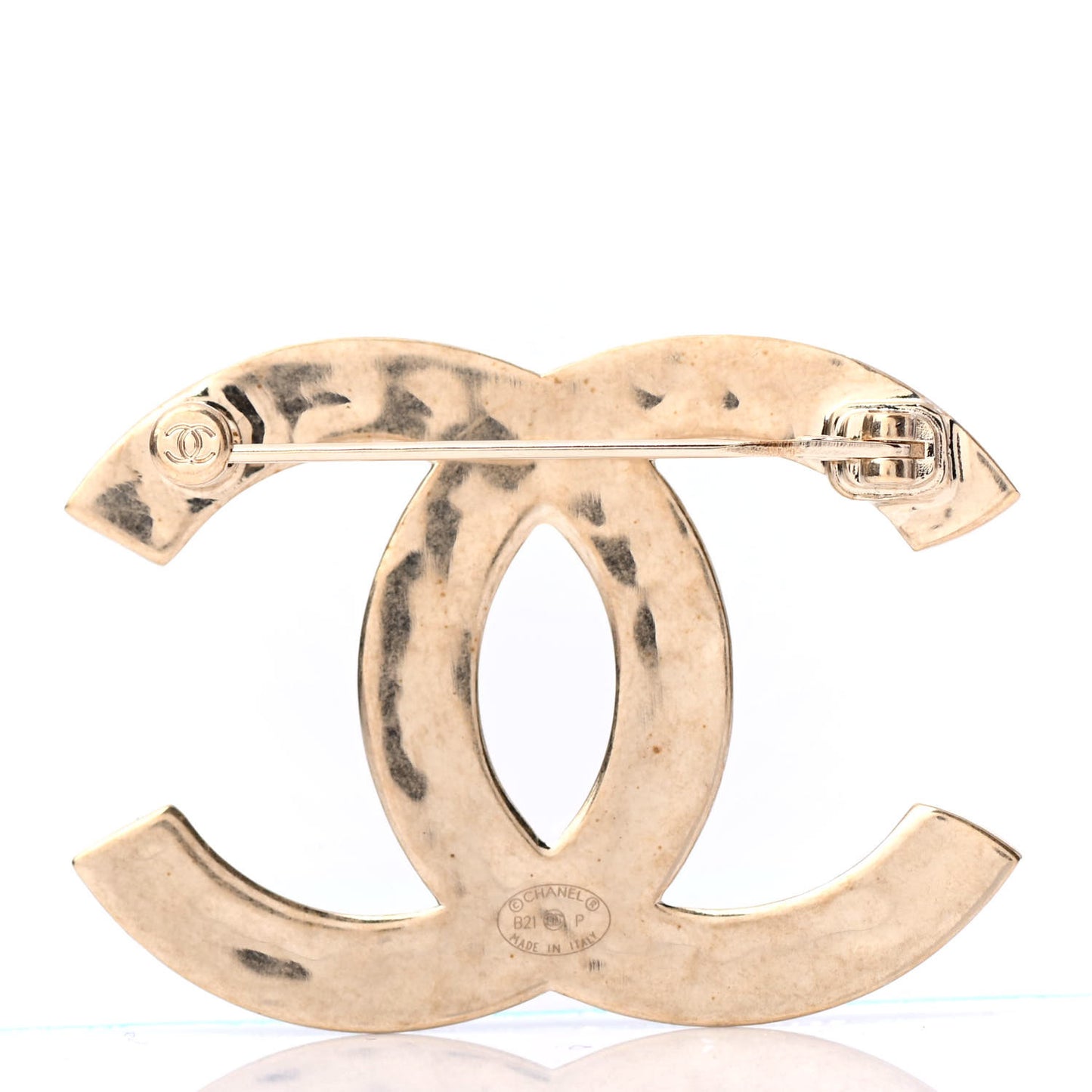 Metal CC Diamond Quilted Brooch Light Gold
